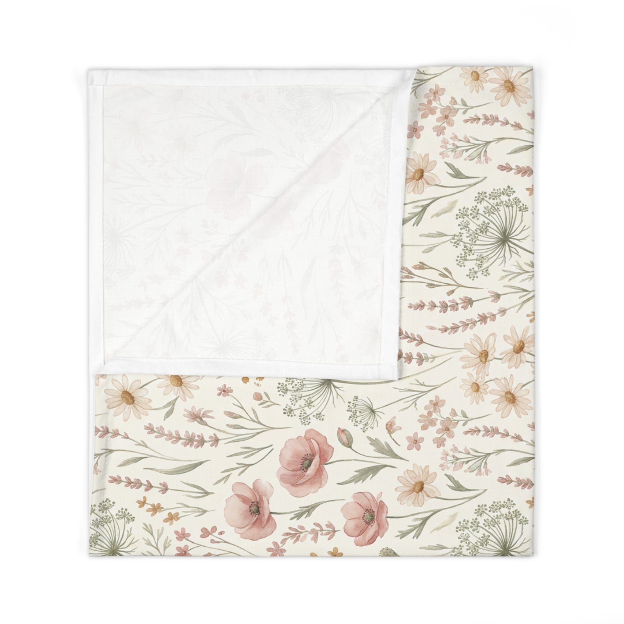 Floral Meadow Baby Swaddle Blanket — Blush Wildflower Nursery Swaddle