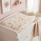 Pink Sage Wildflower Baby Changing Pad Cover — Floral Nursery Accessory