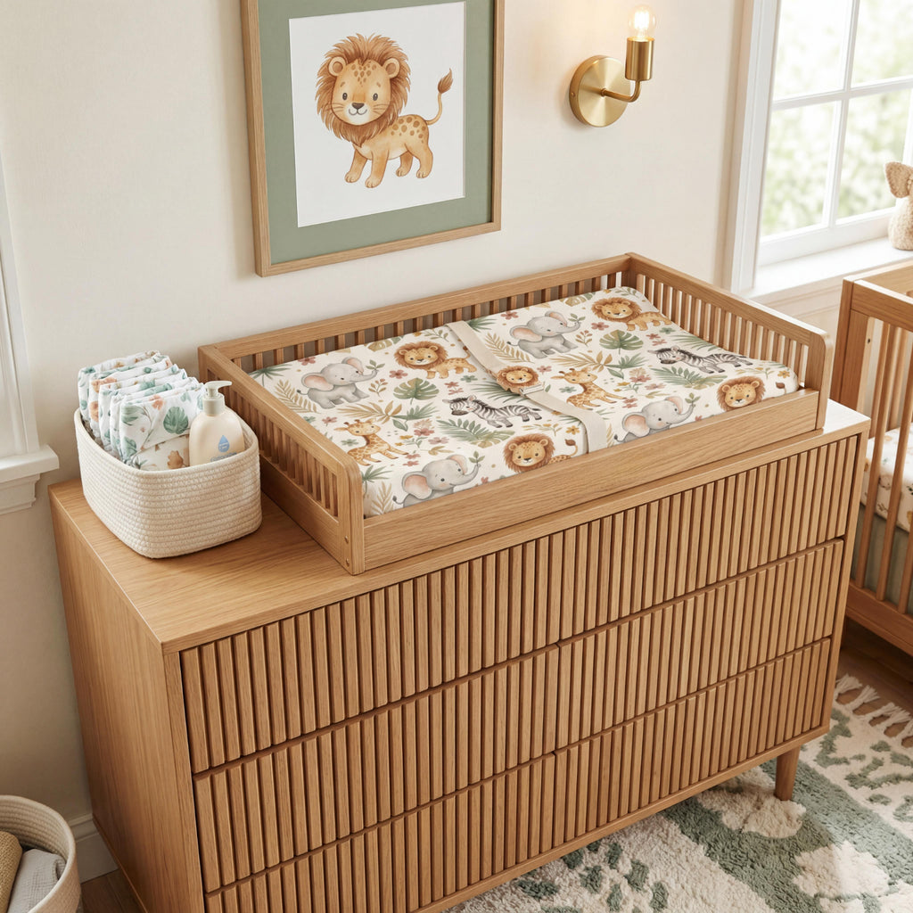 Safari Theme Baby Changing Pad Cover — Gender Neutral Nursery
