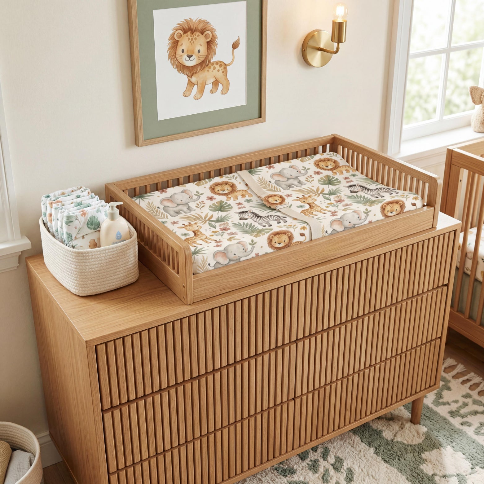 Safari Theme Baby Changing Pad Cover — Gender Neutral Nursery