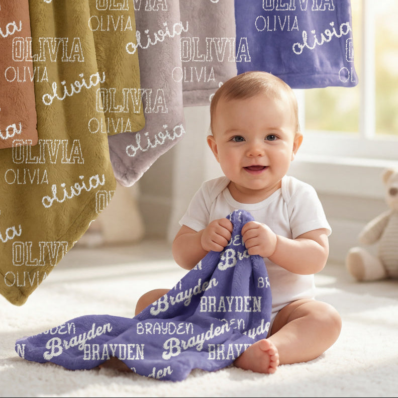 Personalized Minky Baby Boy Security Blanket