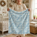 Blue Gingham Name Minky Blanket