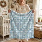 Blue Gingham Name Minky Blanket