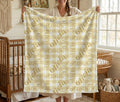 Pastel Lemon Gingham Name Minky Blanket